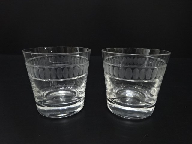 JAPANESE COLLECTIBLE / CRYSTAL GLASS ROCK GLASS PAIR WESTERN TABLEWARE